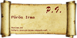 Pörös Irma névjegykártya